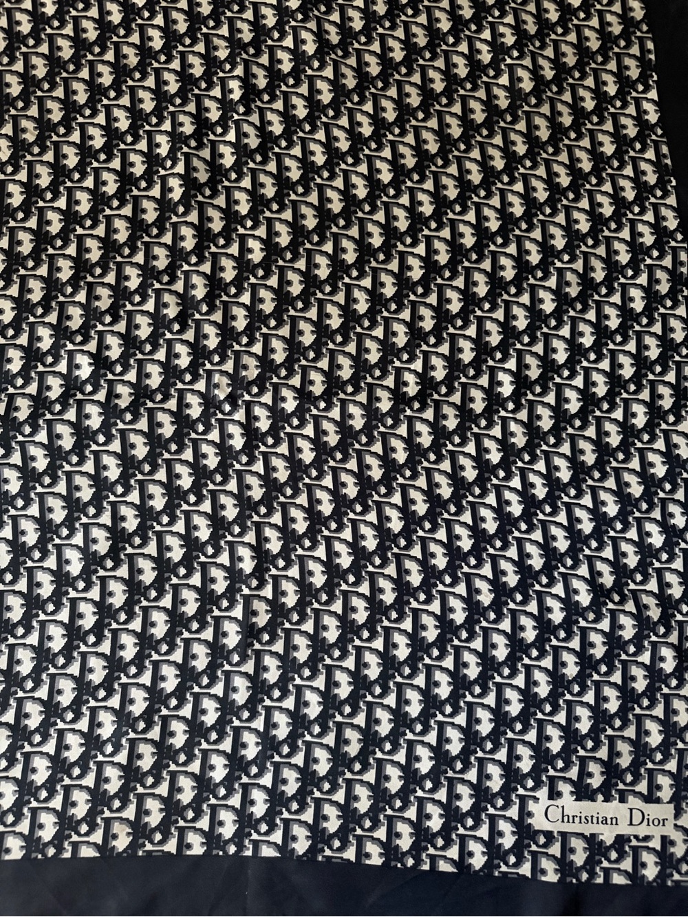 Christian Dior Oblique Black & Cream Logo Print Scarf.